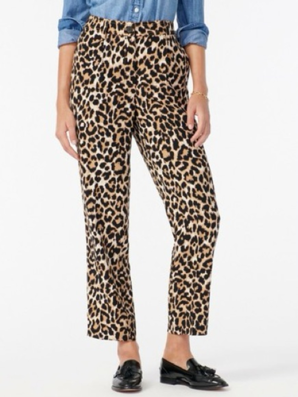 J. Crew Tailored Relaxed Pants 365 Crepe Leopard Print Tousers Chic Slacks Sz 4